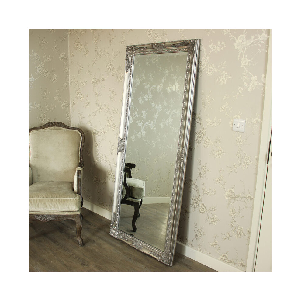Large Ornate Silver Wall/Floor Mirror 176cm x 76cm