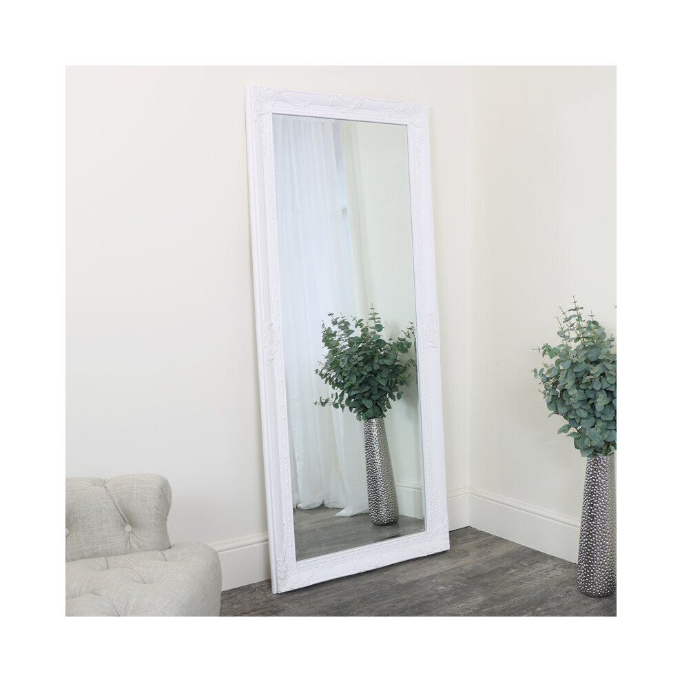 Large Ornate White Wall/Leaner Mirror 176cm x 76cm