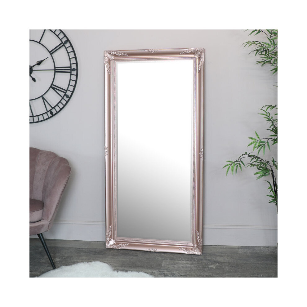 Large Rose Gold Pink Ornate Wall/Floor Mirror 78cm x 158cm