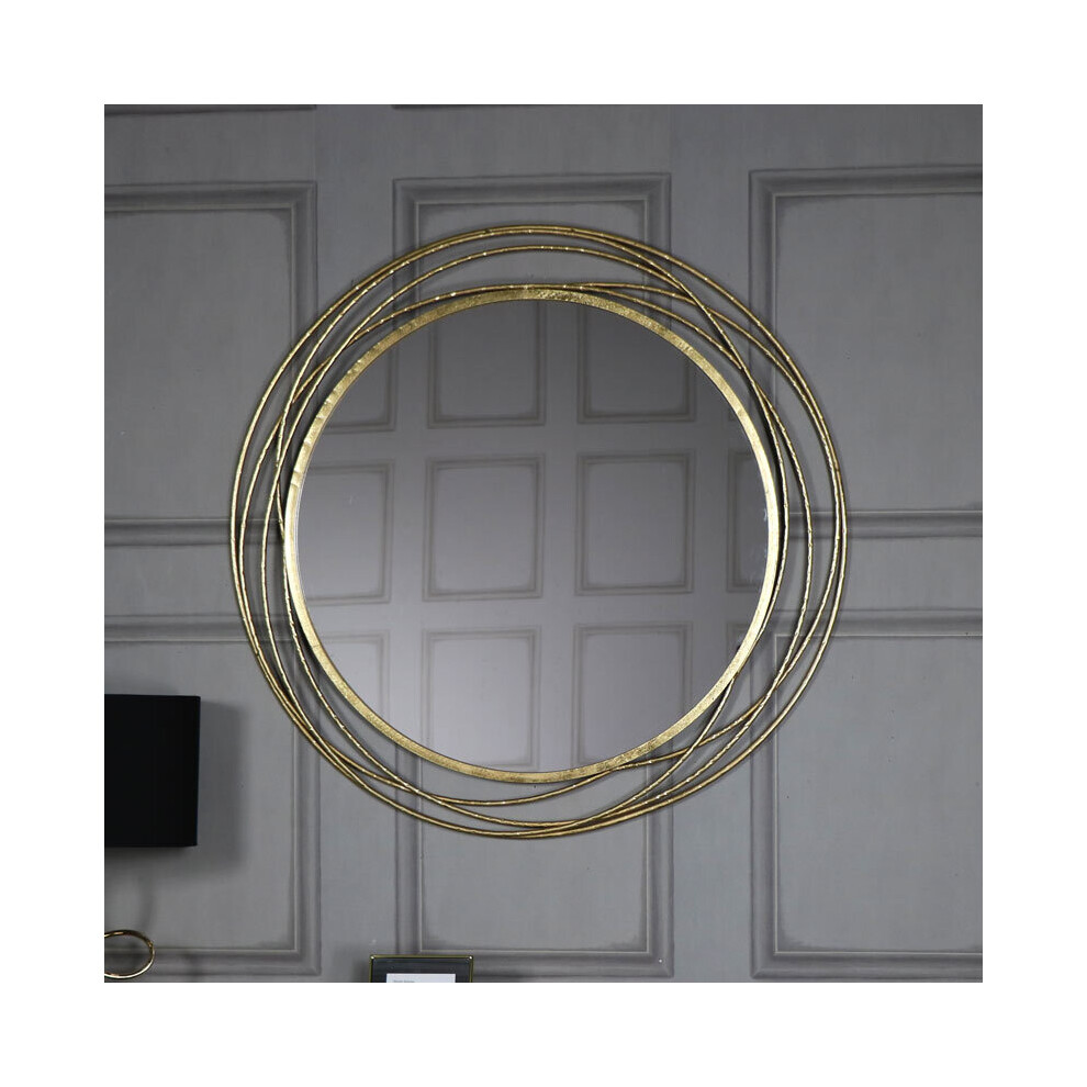 Large Round Antique Gold Mirror 92cm x 92cm