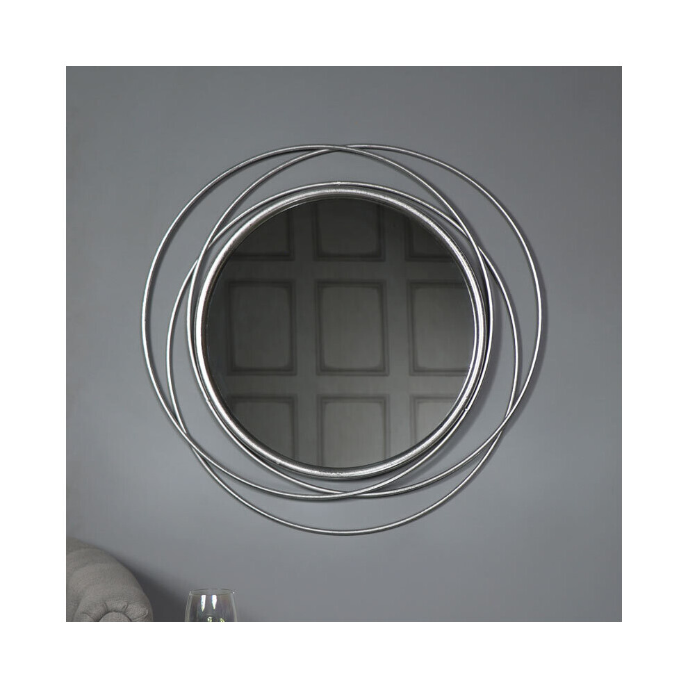 Large Round Antique Silver Swirl Mirror 80cm x 80cm