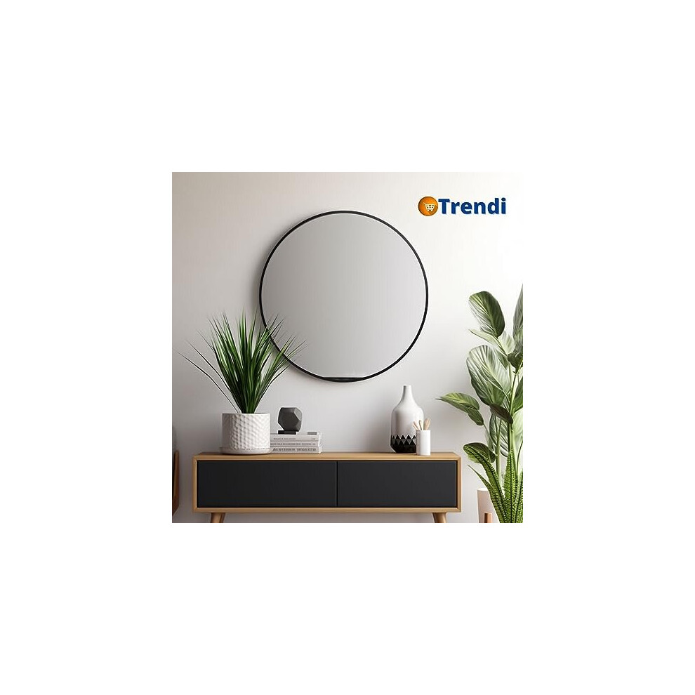 Large Round Black Wall Mounted Mirror