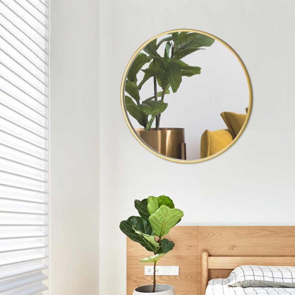 Large round gold wall mirror Brushed Gold Metal Frame Round Mirror