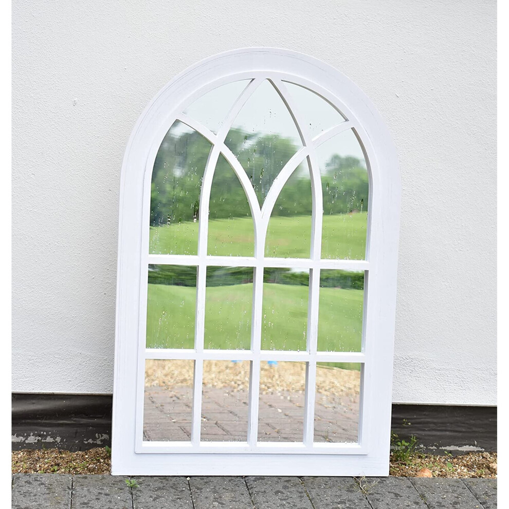 Large White Rustic Window Soho Style Mirror Hallway Vanity 92x62cm