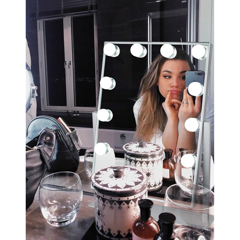 LED Hollywood Makeup Mirror Vanity Tabletop Stand Touch 12 Bulbs
