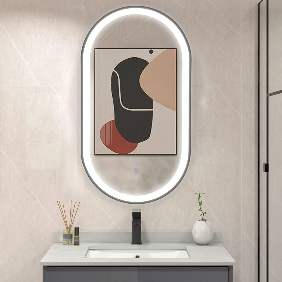 LED Large Bathroom Wall Mirror with Defogger Dimmable Touch Switch