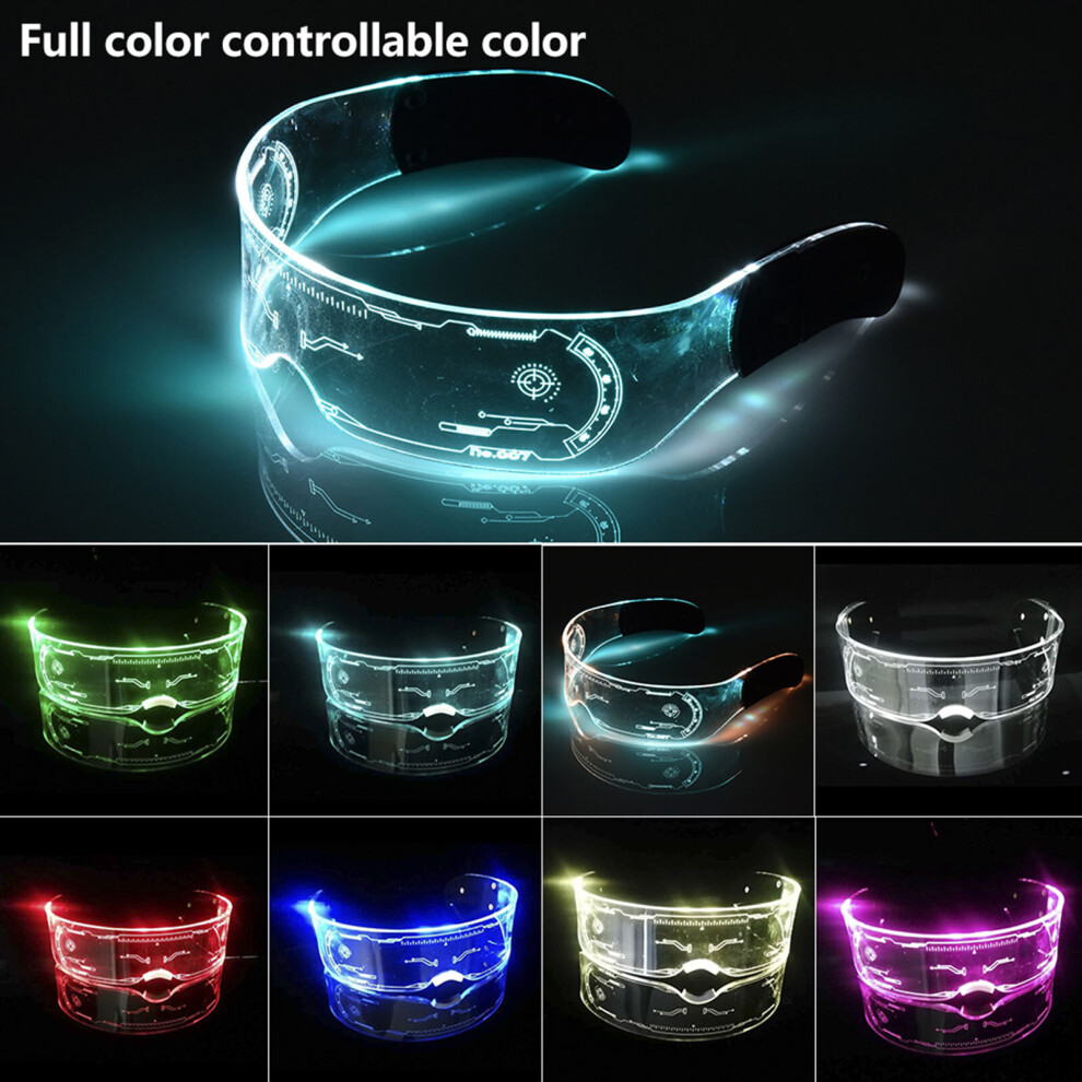 LED Luminous Glasses Futuristic Electronic Visor Glasses Light Up Glasses Prop For Halloween KTV Bar Party Performance