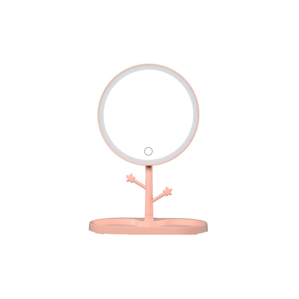 LED Makeup Mirror With Light Ladies Makeup Lamp With Storage Desktop Rotating Mirror Round Shape Cosmetic Mirrors Christmas Gift