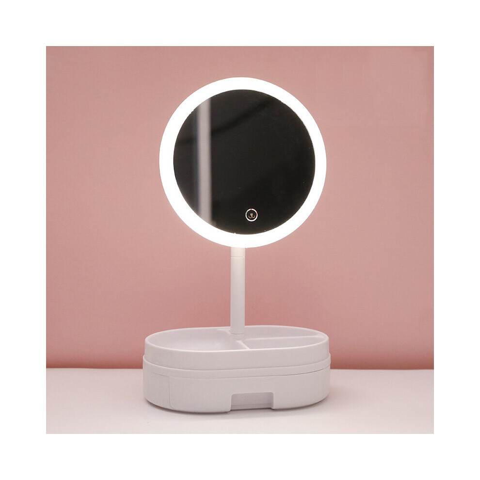 LED Makeup Mirror With Storage Drawer Plastic Tabletop Decoration Mirror With Light Home Decor Mirrors ??????? ? ??????????
