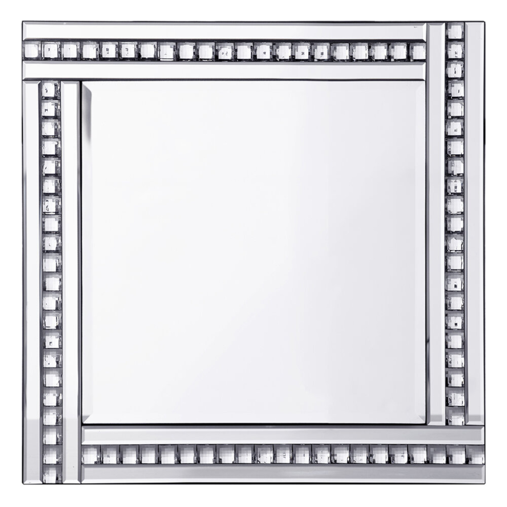 Litecraft Square Triple Bar Crystal Effect Mirror Frame - Silver