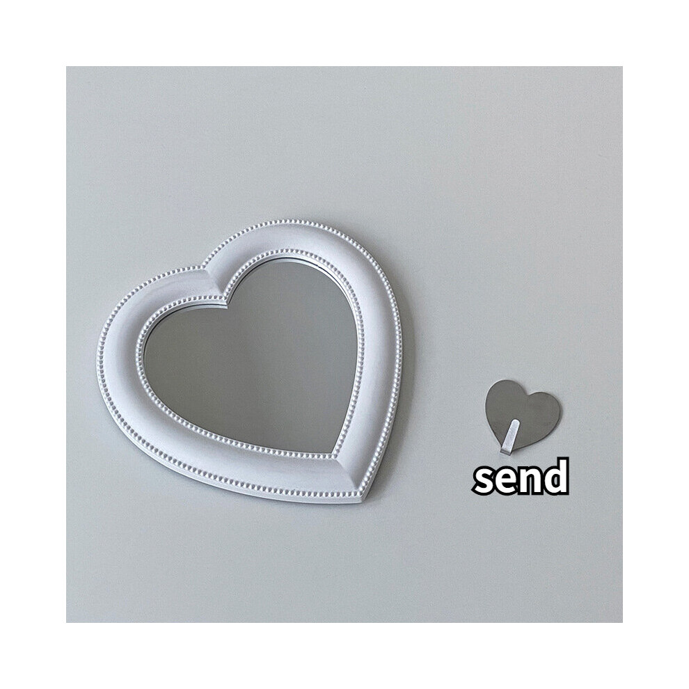 Love Cosmetic Mirror Ins Wall-mounted Decor Desktop Love Heart Makeup Mirror Dressing Small Mirror Portable for Girls