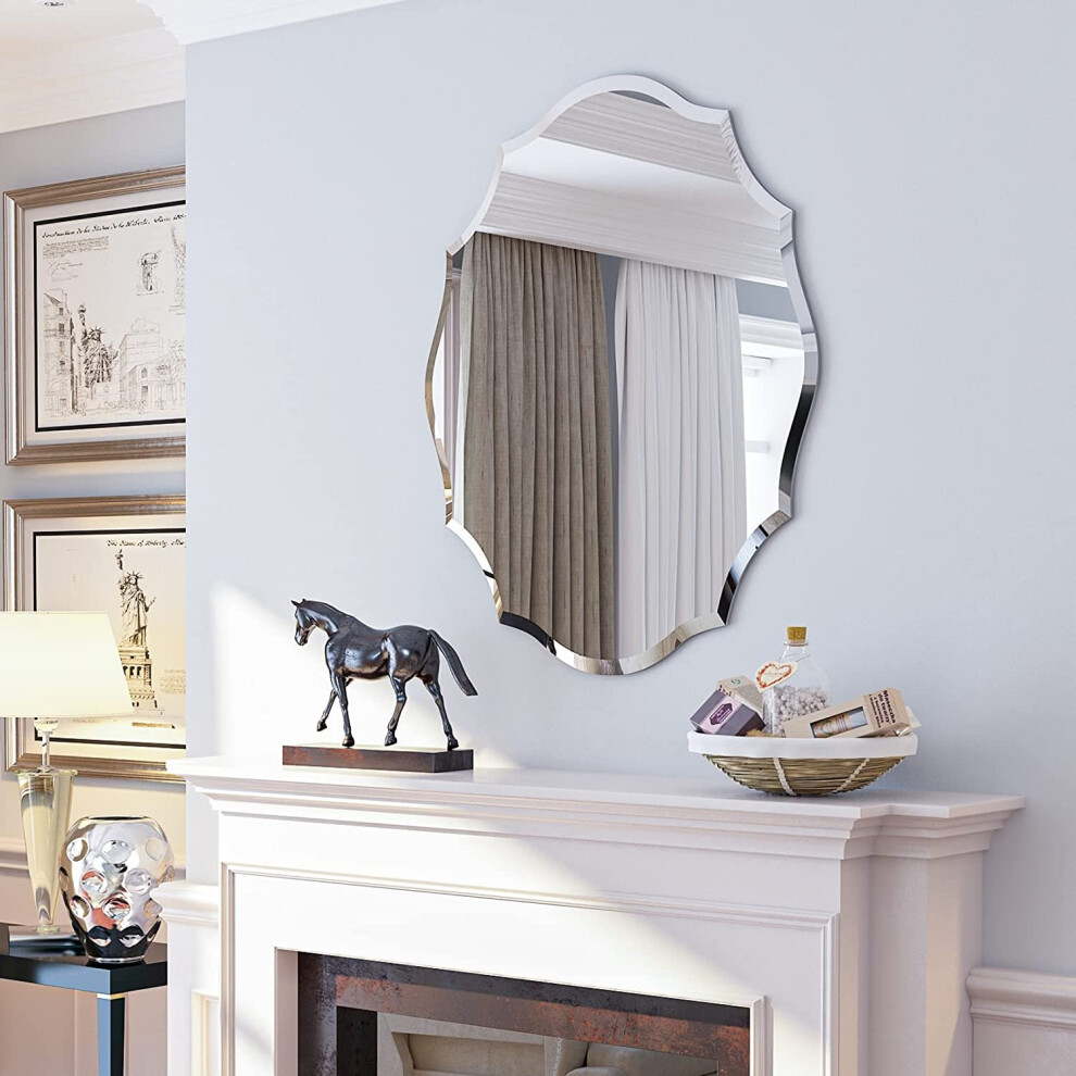 (M(700X550mm)) Decorative Scalloped Wall Mirror Frameless