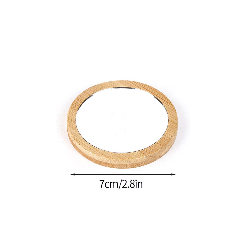 Makeup Mirror Mini Portable Wooden Mirror Female Beauty Round Hand Mirrors Supplies Espejo para maquillarse Home Decor