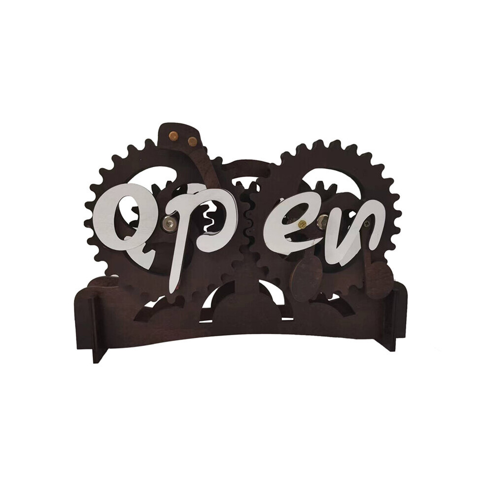 Mechanical Wooden Open Closed Signs Hand Operation Vintage Business Sign for Coffee Shop