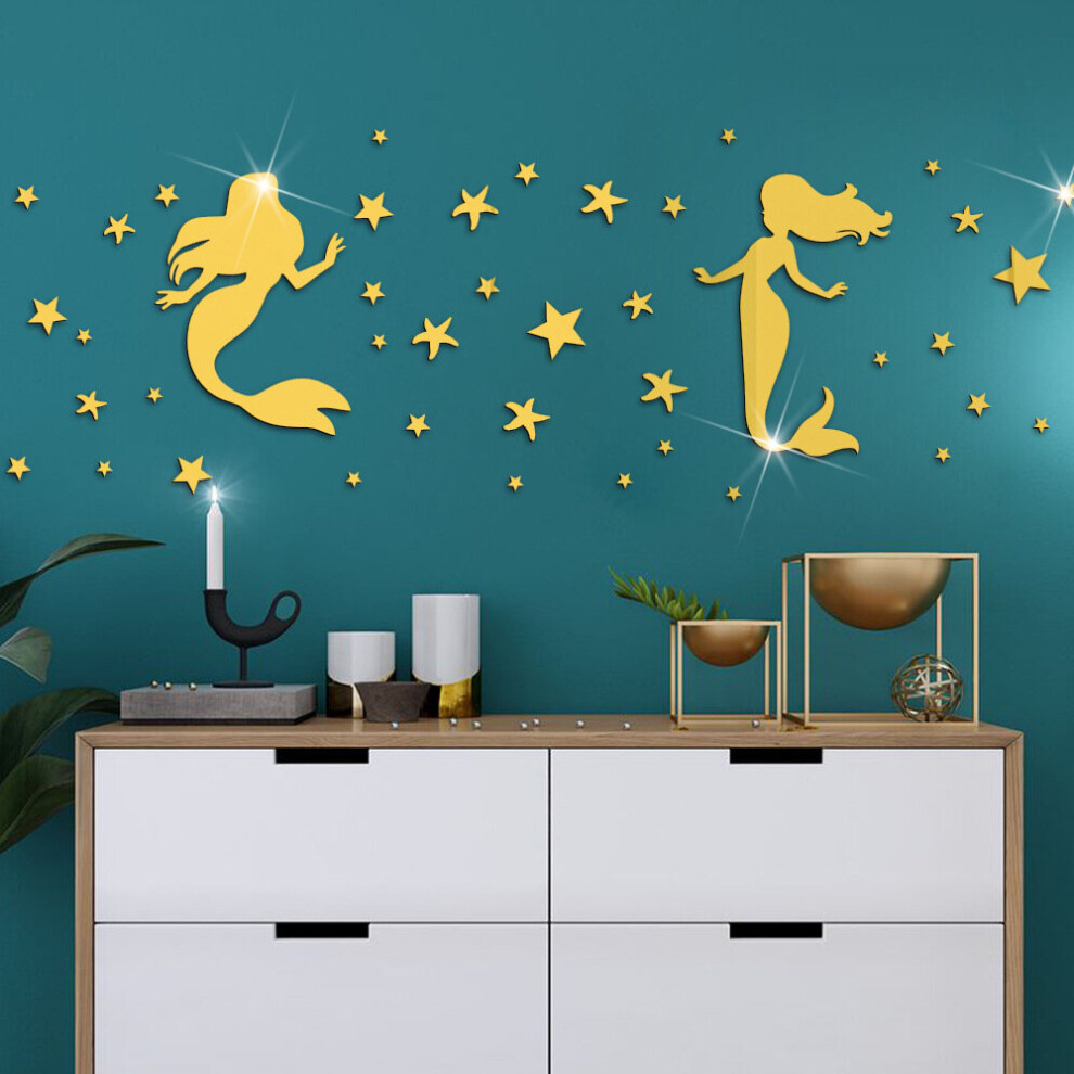 Mermaid Reflector Room Bathroom Acrylic Wall Mirror Irregular Mirror Living Room Decoration Mini Sticker Mirror Home Decore