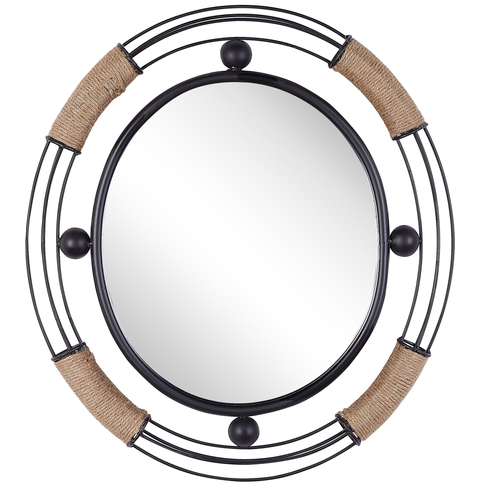 Metal Wall Mirror 55 x 50 cm Black MOULINS