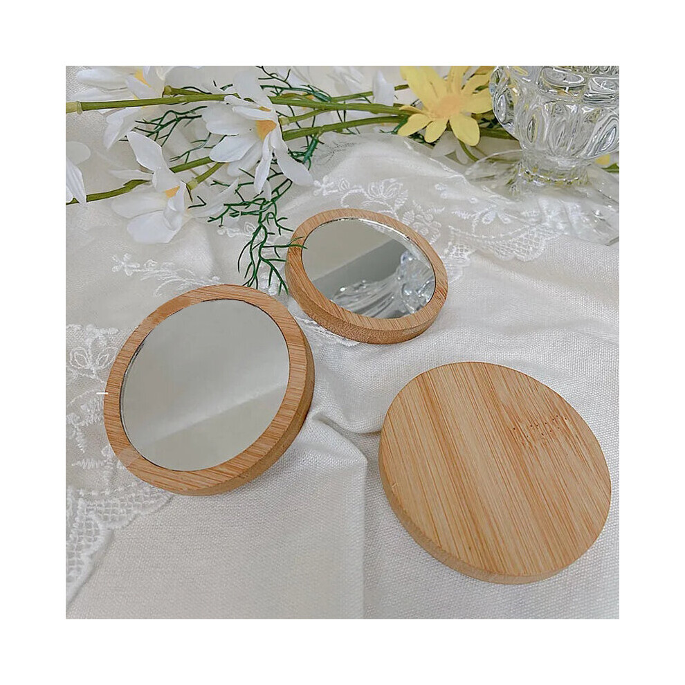 Mini Portable Makeup Mirror Wooden Round Mirrors Female Beauty Supplies Home Decor Supplies Espejo para maquillarse