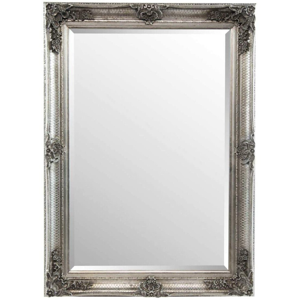 Mirror GL104-1 Shabby Chic Style Silver Antique Large Wall 3Ft8 X 2Ft8 (110cm X 80cm)