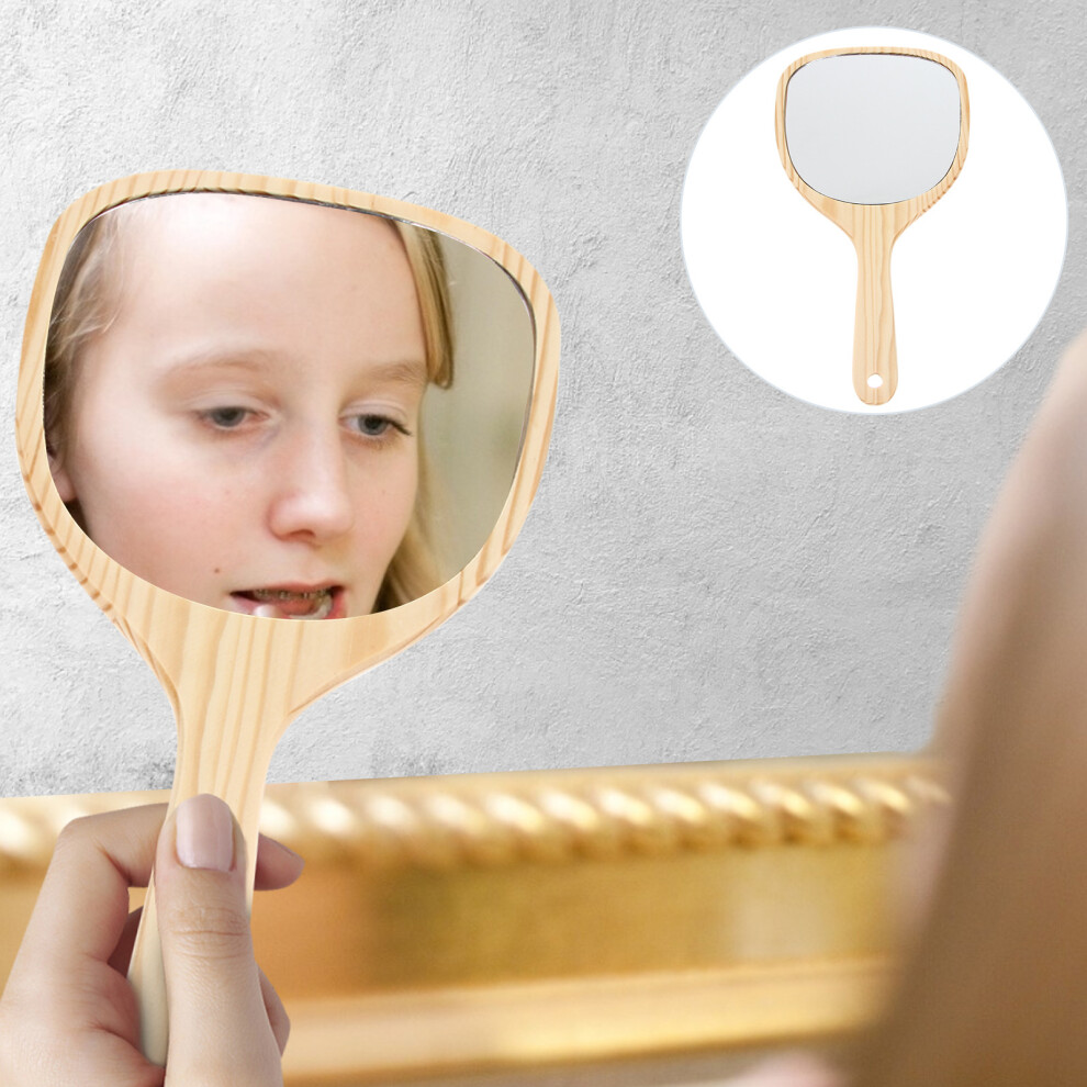 Mirror Handlehand Lightweight Travel Portable Wood Makeup Shaving Paddle Forhandheld Barber Hairdressers Frame