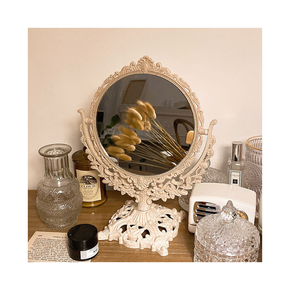 Mirror Home Decor Ins French Retro Desktop Double Face Mirror Dormitory Rotating Princess Looking Glass Dressing Miroir ???????