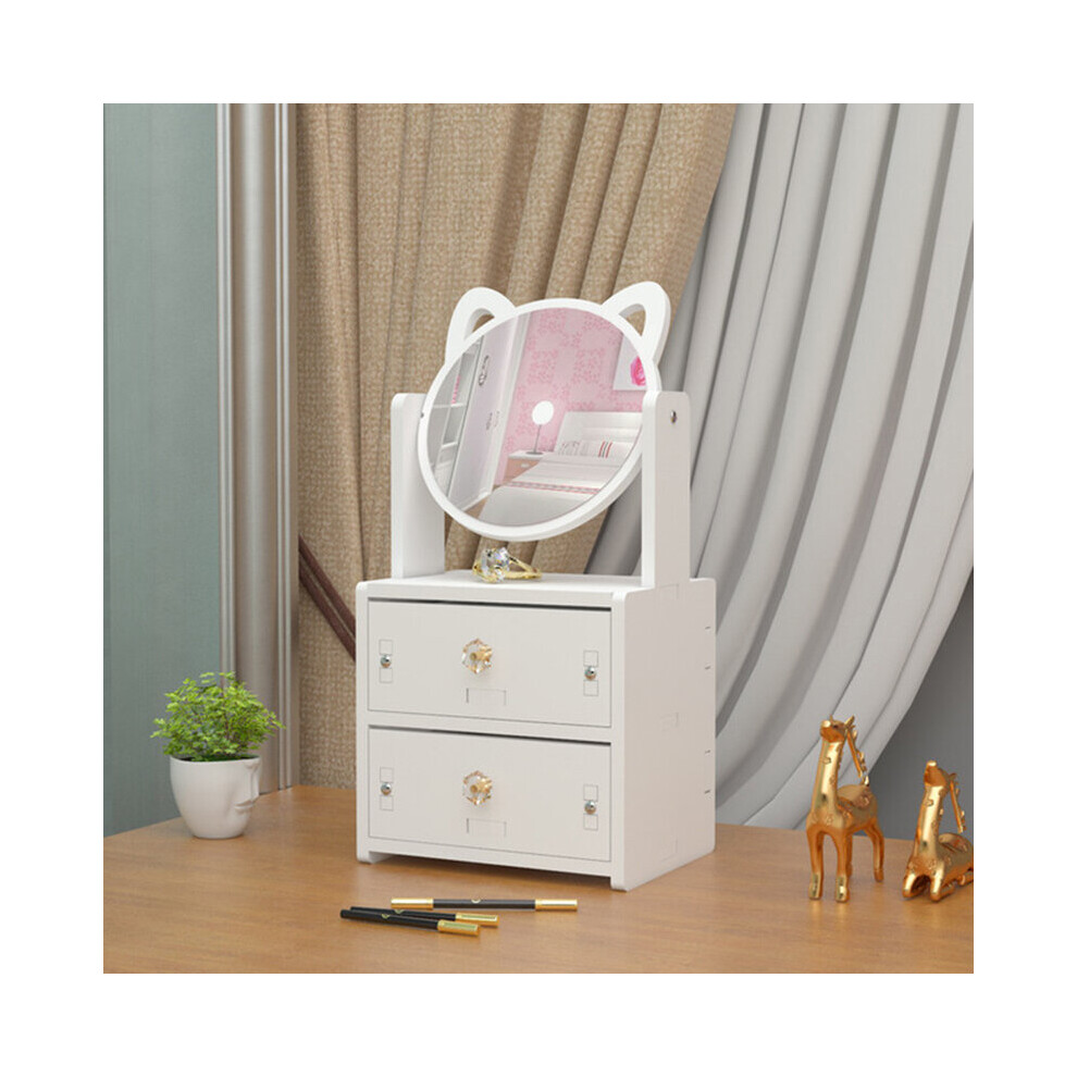 Mirror Makeup Mirrors Wooden DIY Decorative Mirrors With Storage Box Girl Desktop Dressing Mirror For Bedroom Room Decoration - Image 2