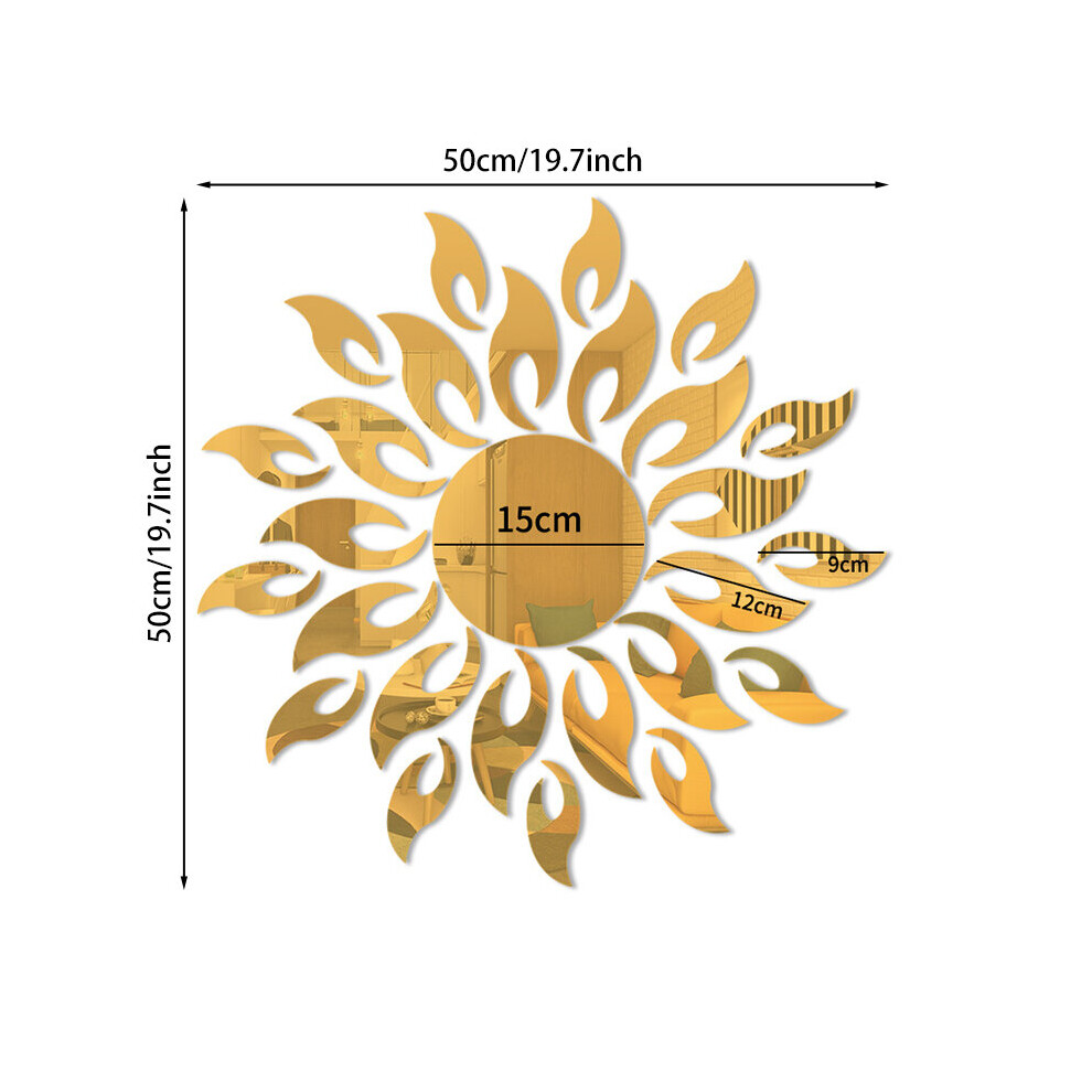 Mirror Sun Flower room decor Art Removable Wall Sticker Acrylic Mural Decal Household Room Decoration