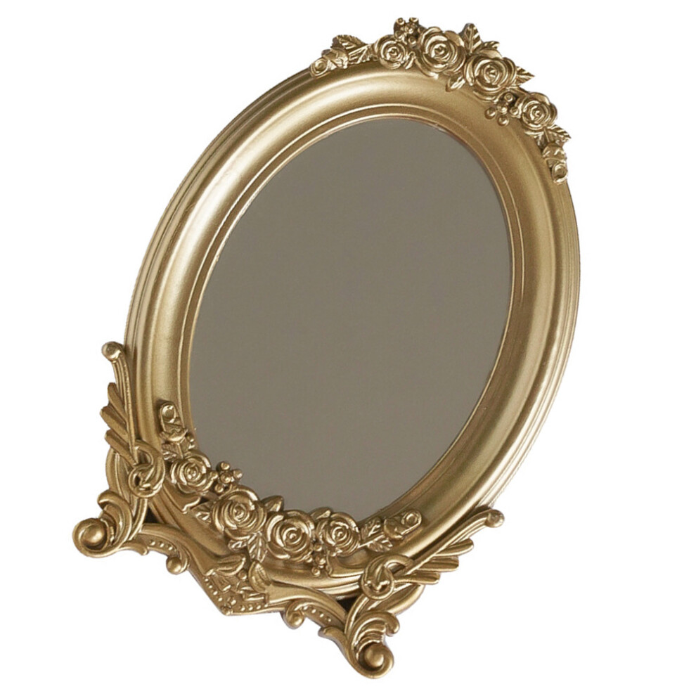 Mirror Vintagestand Decorative Desktray Goldvanity Makeup Mirrors Countertop Tables Antiquedesktop Centerpieces Tabletop Oval - Image 6