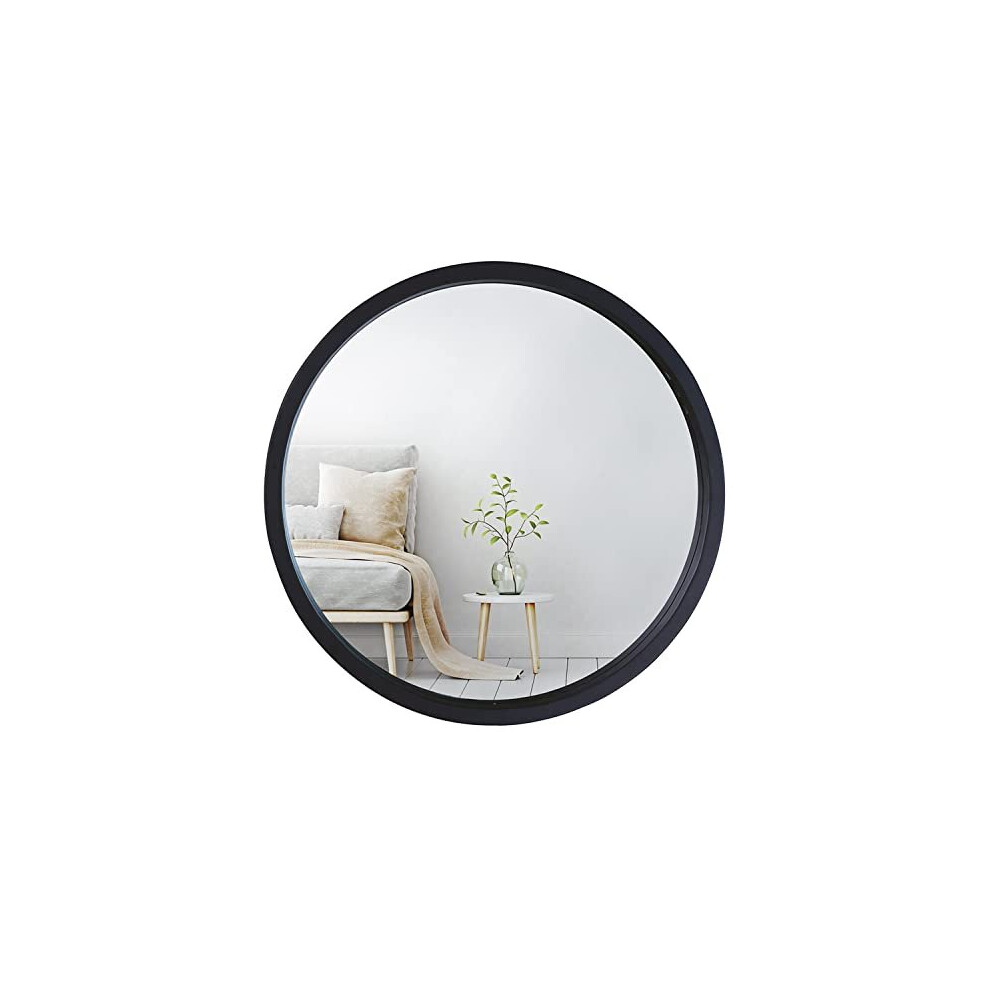 Mirrorize Large 56cm Round Black Bathroom Mirror, Circle Framed Vanity Mirror, Wall Mirror for Living Room Hallway Bedroom, Make Up Mirror,