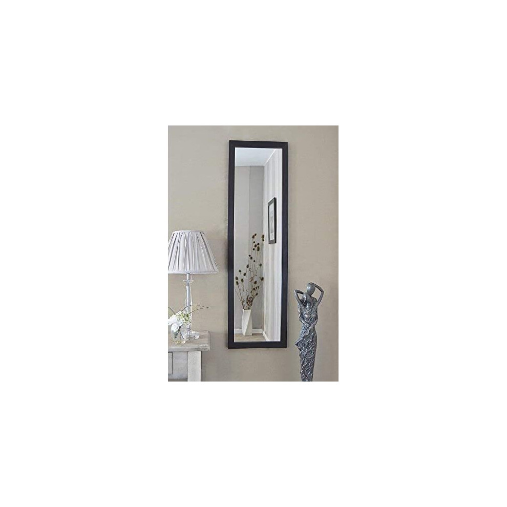 MirrorOutlet Large Black Contempory Design Big Dress Wall Mirror 4Ft3 X 1Ft3 130cm X 38cm, Wood, 130x38