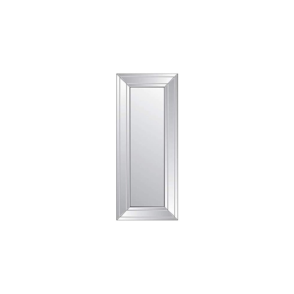 MirrorOutlet Large Venetian Modern Bevelled Wall Mirror, Silver, 50 x 120 cm
