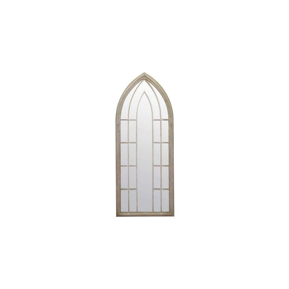 MirrorOutlet New Large Gothic Designed Arched Outside Garden Wall Mirror 4ft11 x 2ft, Silver