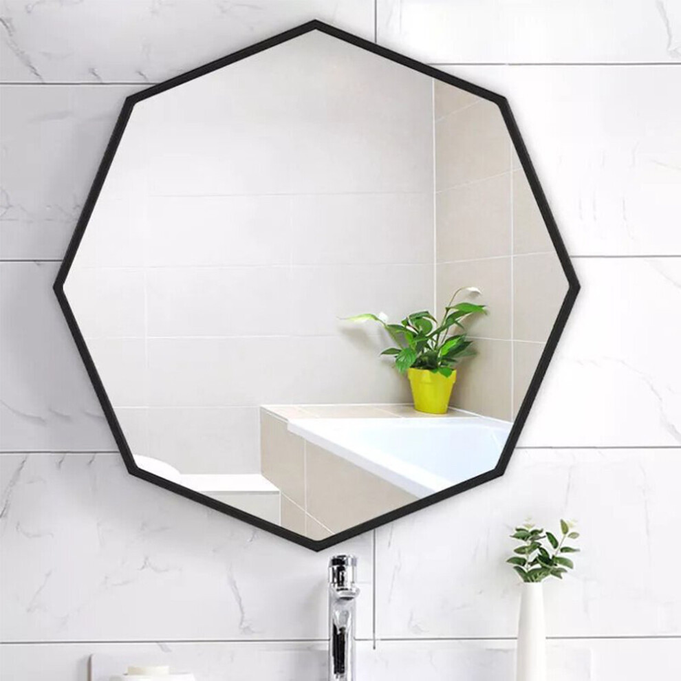 Modern Octagon Wall Mounted Mirror Metal Framed Vanity Mirror Living Room Bathroom