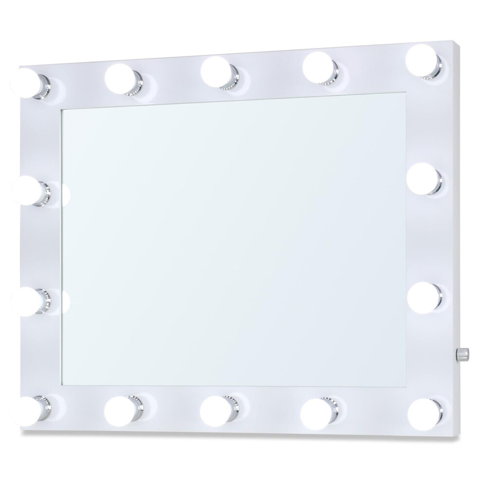 MOOD LED Hollywood Mirror, 2 x Plug & USB Sockets, Bathroom or Dressing Room, 80cm x 65cm