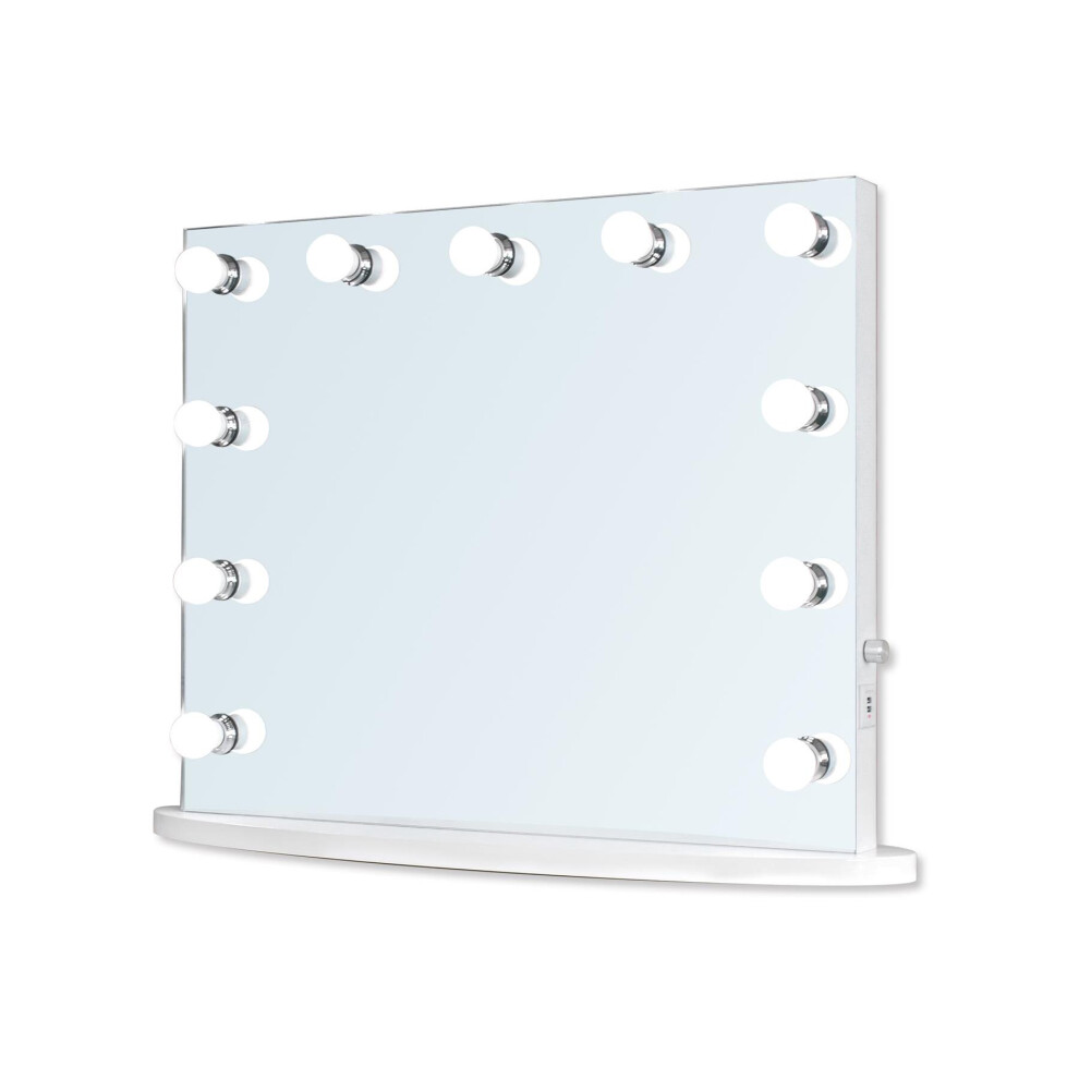 MOOD LED Hollywood Mirror, 2 x Plug & USB Sockets, Dressing Table or Wall Mounted, 65cm x 80cm,