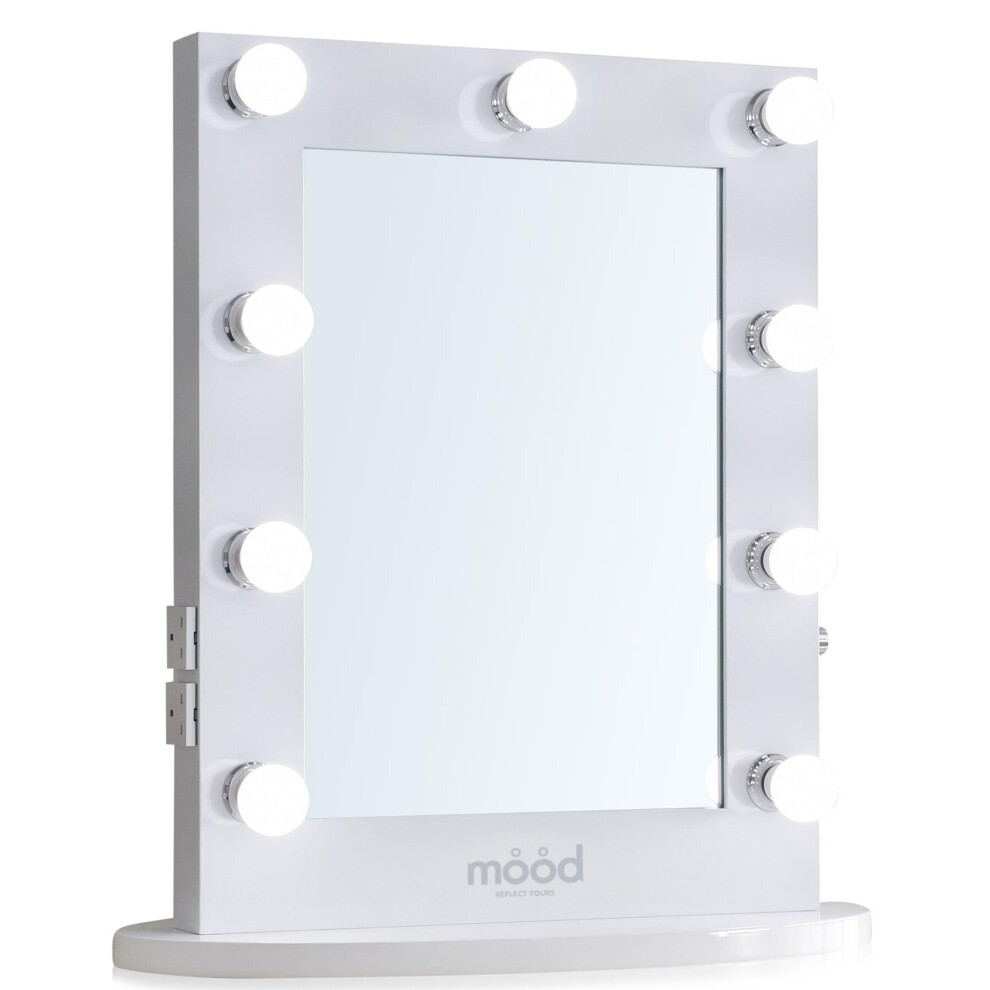 MOOD LED Hollywood Mirror, Dressing Table or Wall Mounted, 2 x Plug & USB sockets, 65cm x 50cm,