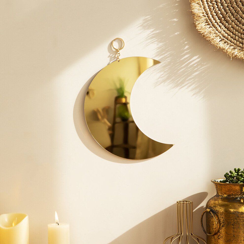 Moon Mirror Acrylic Makeup Mirror Hanging Decorative Mirrors for Wall Bedroom Living Room Bathroom Apartment Home Decor