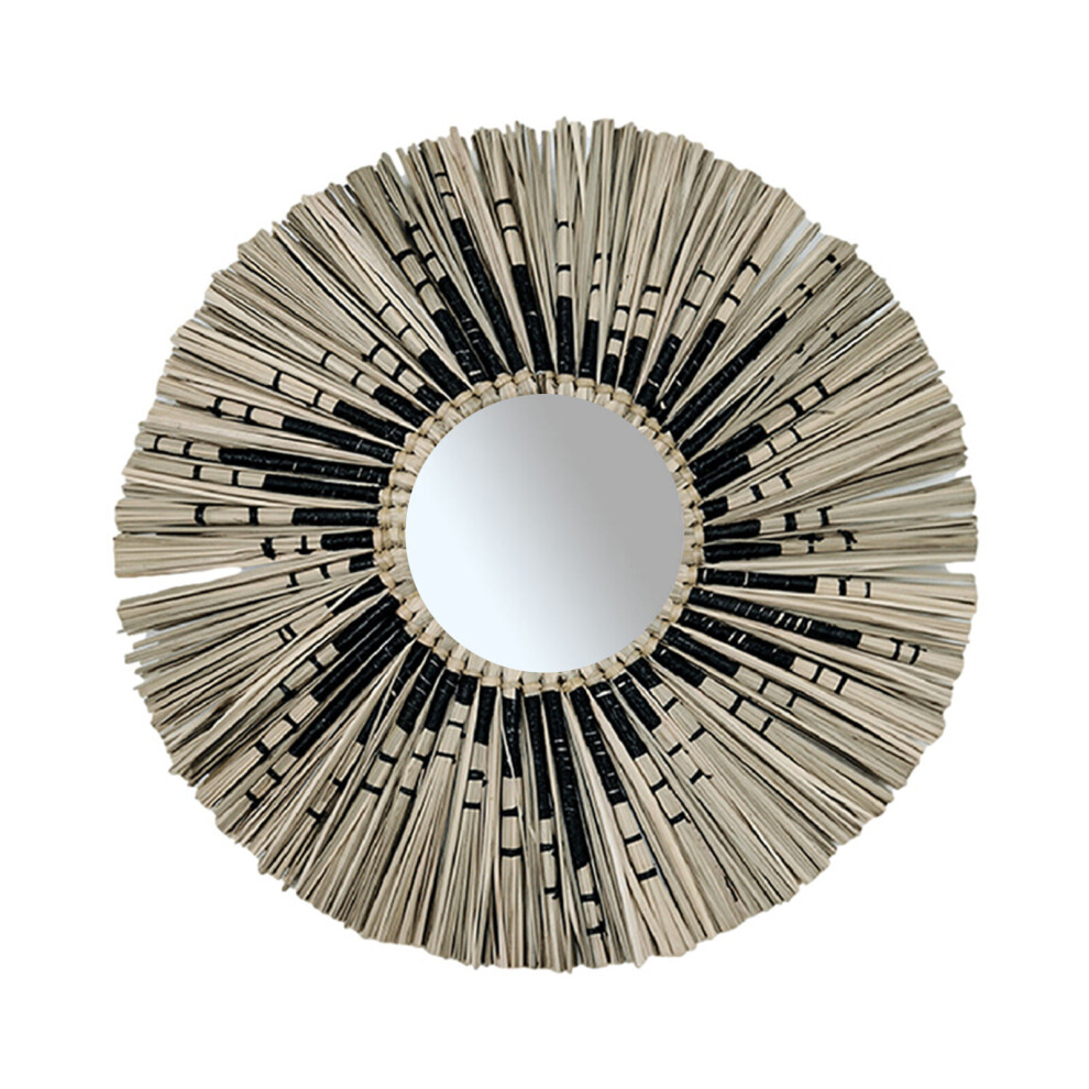 Natural Hand-woven Straw Hanging Mirror European Retro Tassel Decorative Mirror Homestay Hotel Villa Makeup Mirror