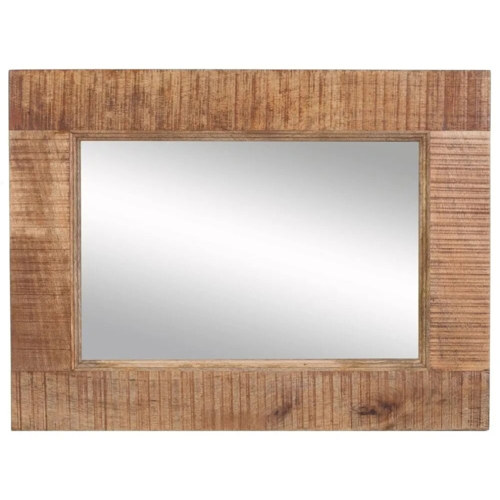 Natural Mango Wood Rectangular Wall Mirror - 80cm x 60cm