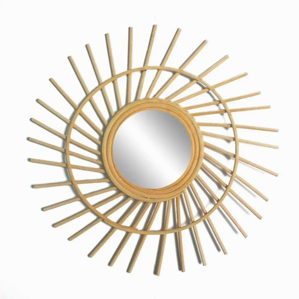 Natural Rattan Decorative Wall Mirror Natural Wall Decoration Eye Art Decor Pendant For Apartment Living Room Bedroom
