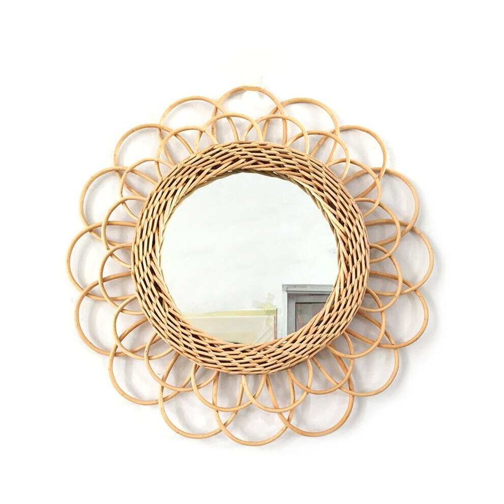 Natural Rattan Innovative Art Decorative Makeup Mirror Dressing Wall Hanging QX2E