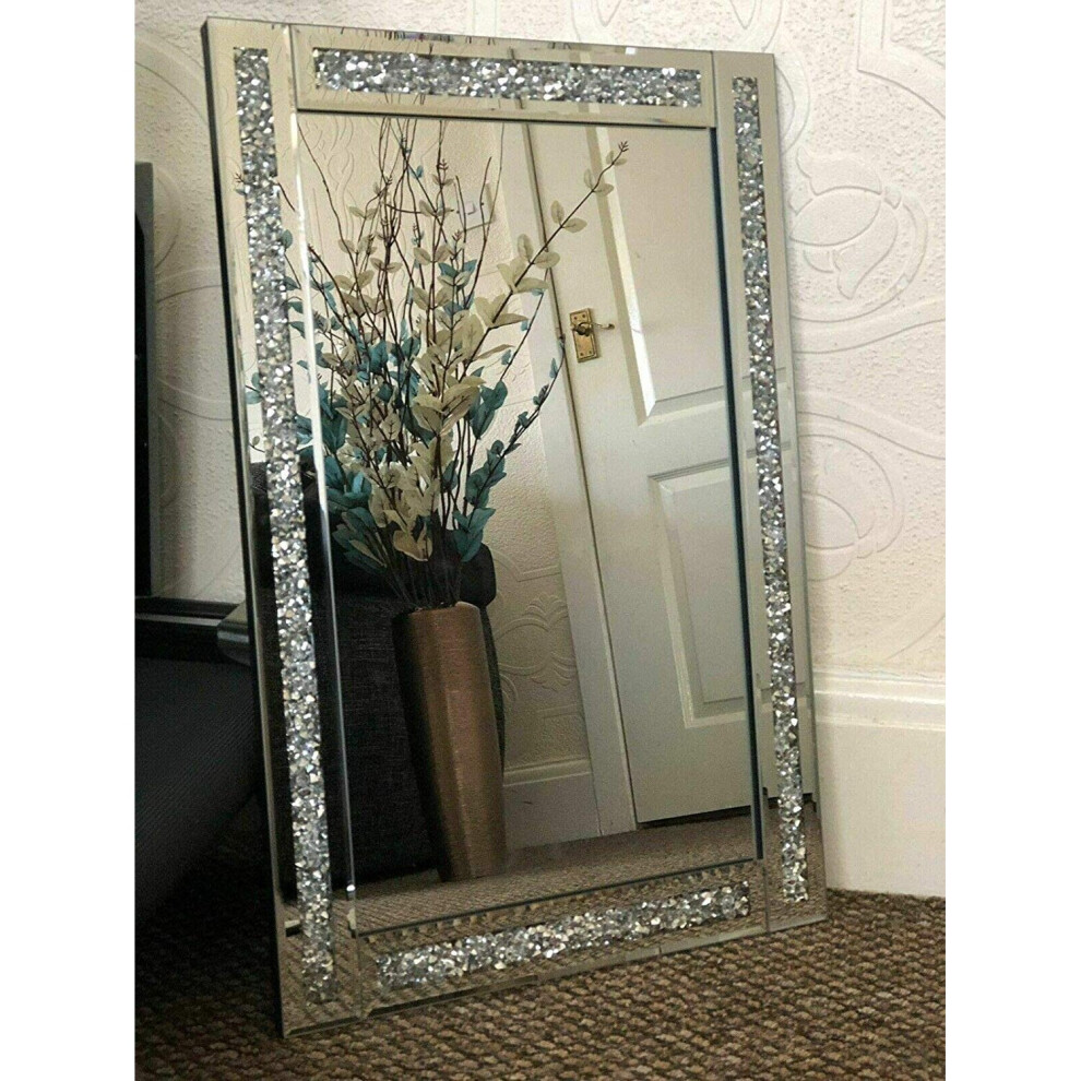 New Loose Diamante Wall Mirror 40x60CM Crush Jewel Diamante Dressing Wall Mirror