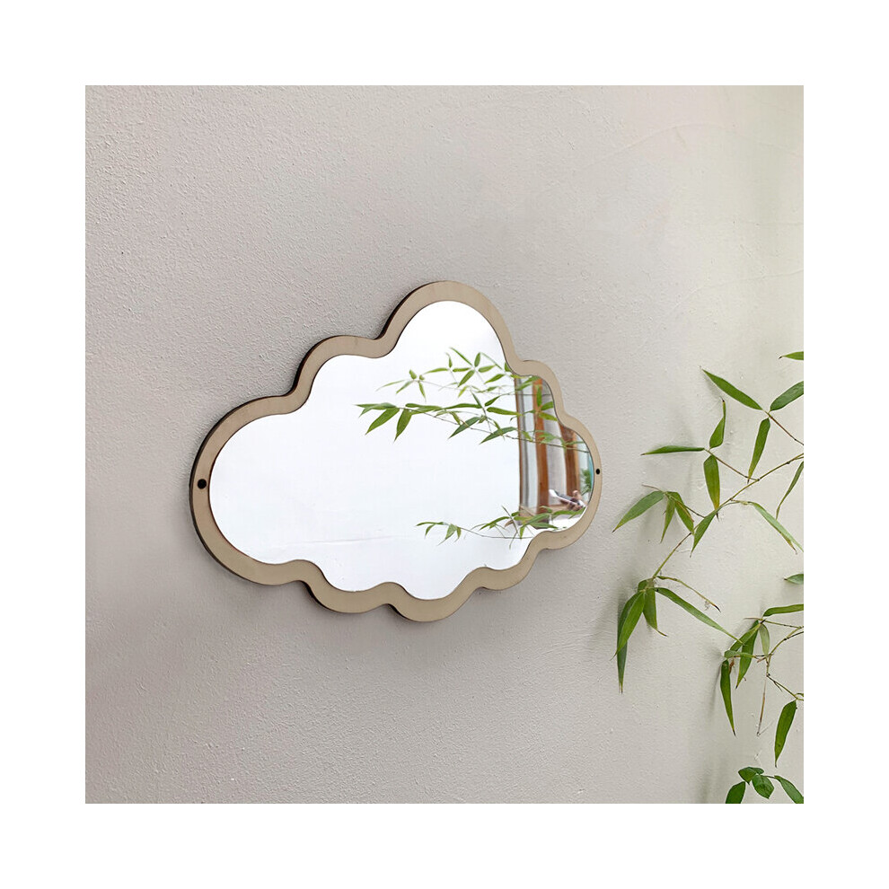 Nordic Cloud Wood Make-Up Decorative Mirror Glass Living Room Vintage Wall Mirror Room Desktop Stickers Hanging Mirror - Image 2
