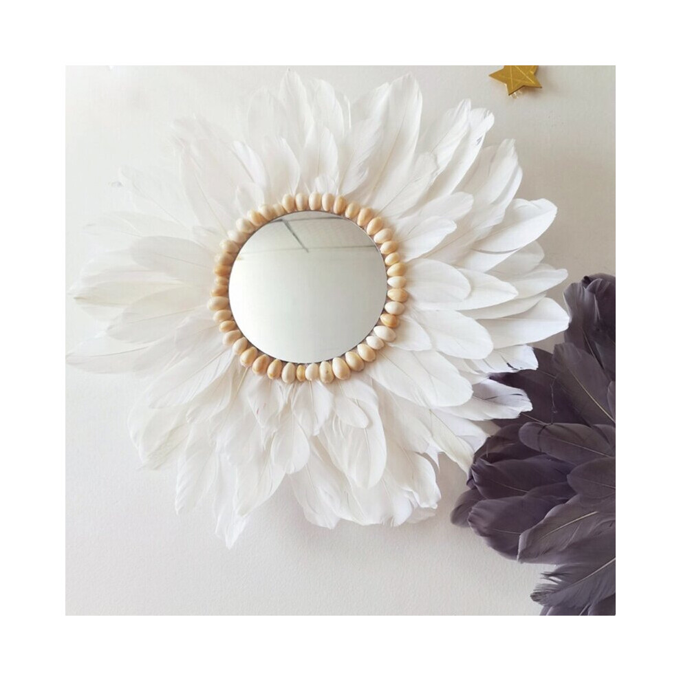 Nordic Feather Mirror Wall Decoration Acrylic Makeup Mirror Conch Flower Shaped Wall Hanging Mirror Bedroom Ornament