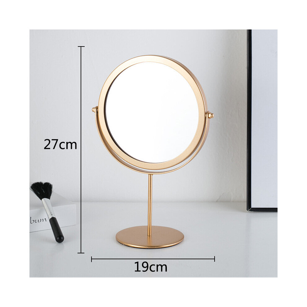 Nordic Round Ladies Makeup Mirror Single Side Decor Bedroom Desktop Dresser Mirror with Metal Frame Portable Cosmetic Mirror