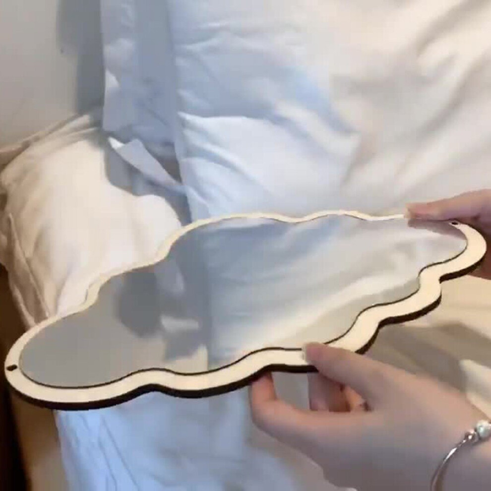Nordic Wooden Cloud Mirror Sticker Home Decoration For Home Nordic Wood Acrylic Mirror Frame Creative Home Wall Decor Mirror - Image 3