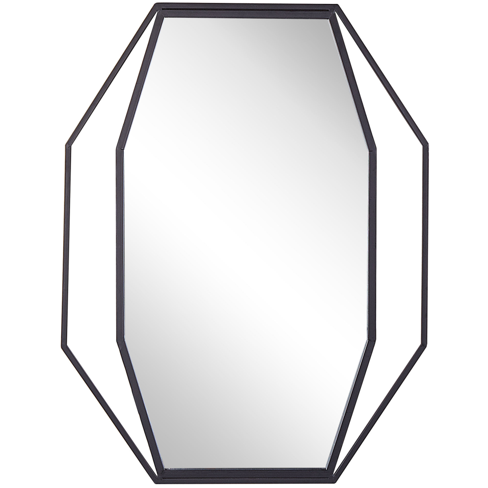 Octagonal Steel Wall Mirror 60 x 80 cm Graphite Grey NIRE
