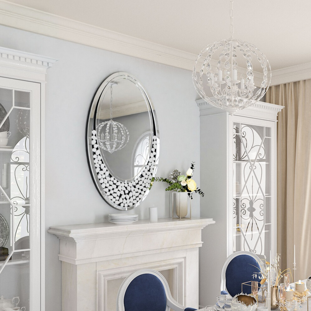 Oval Wall Silver Decoration Accent Mirror Vanity Mirror 105x60cm