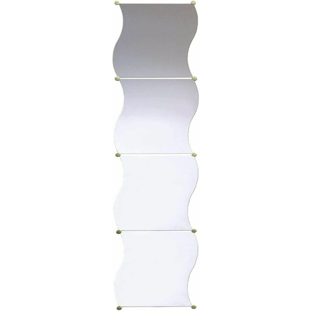 Pack of 4 Wavy Edge Self Adhasive 30cm Mirror Tiles With Screws