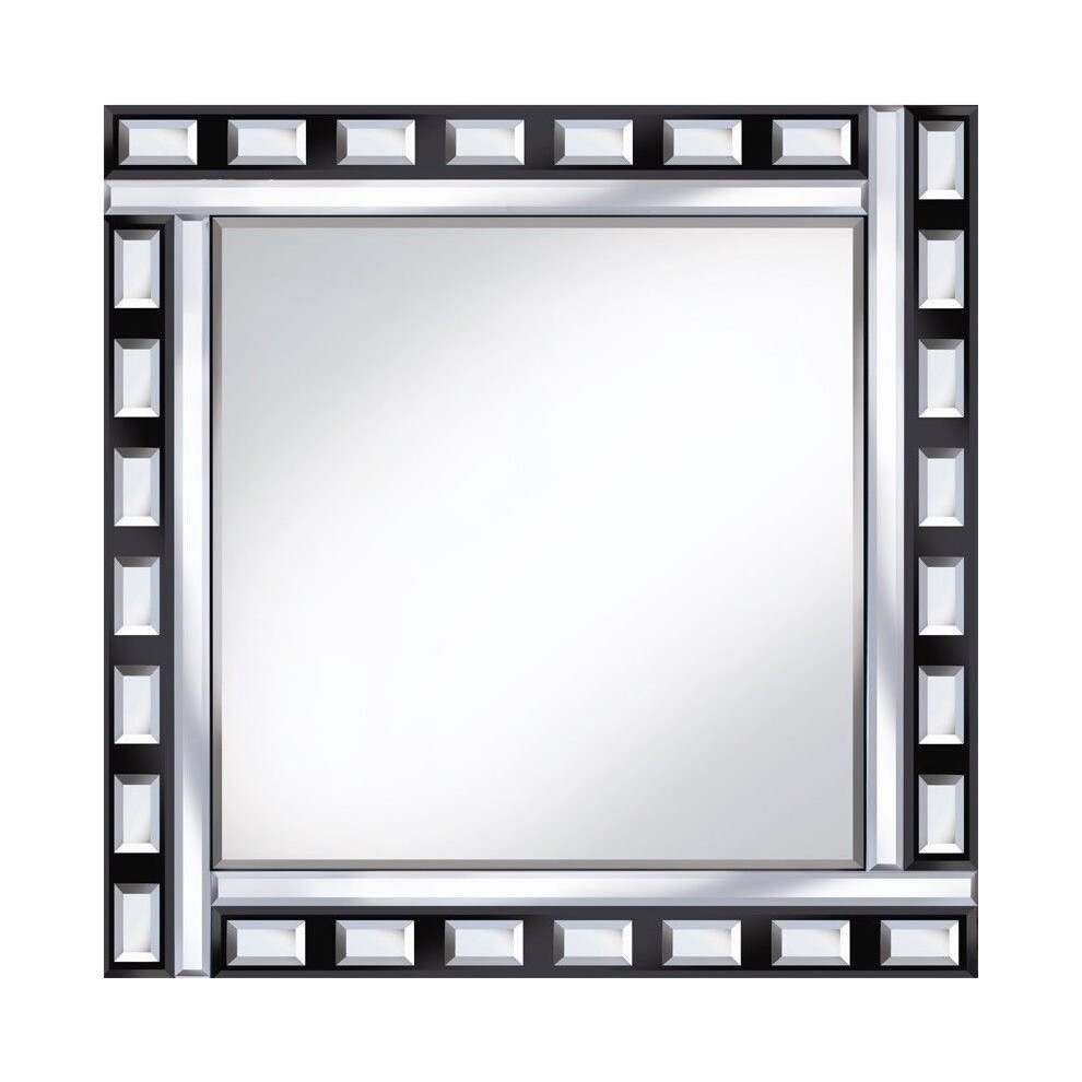 Pharmo Classic Tile Mirror - Black/Silver Square Wall Mirror 60cm x 60cm Beveled