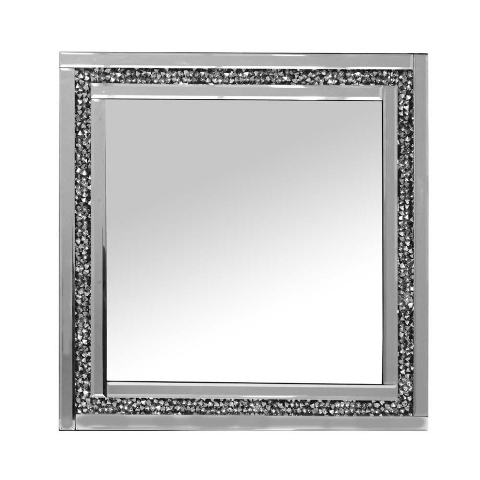Pharmo Gatsby Silver Square Wall Mirror 60cm x 60cm With shining diamonds